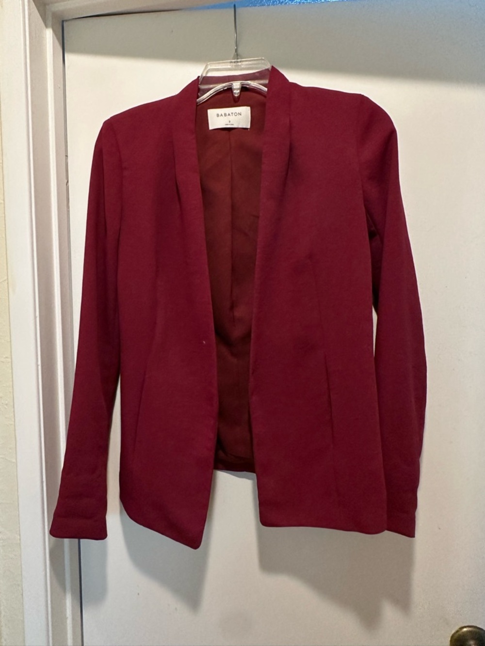 Babaton Wine-Red Burgundy Open Front Blazer Jacket Size 2